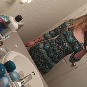 Teal patterned dress